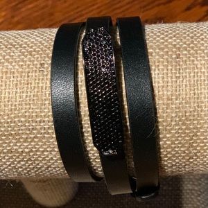 Origami Owl Black leather wrap w crystal slider